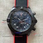 Perfect Replica Breitling Super Avenger Hurricane 45MM Watch - Black Steel Black & Red Gummy Strap